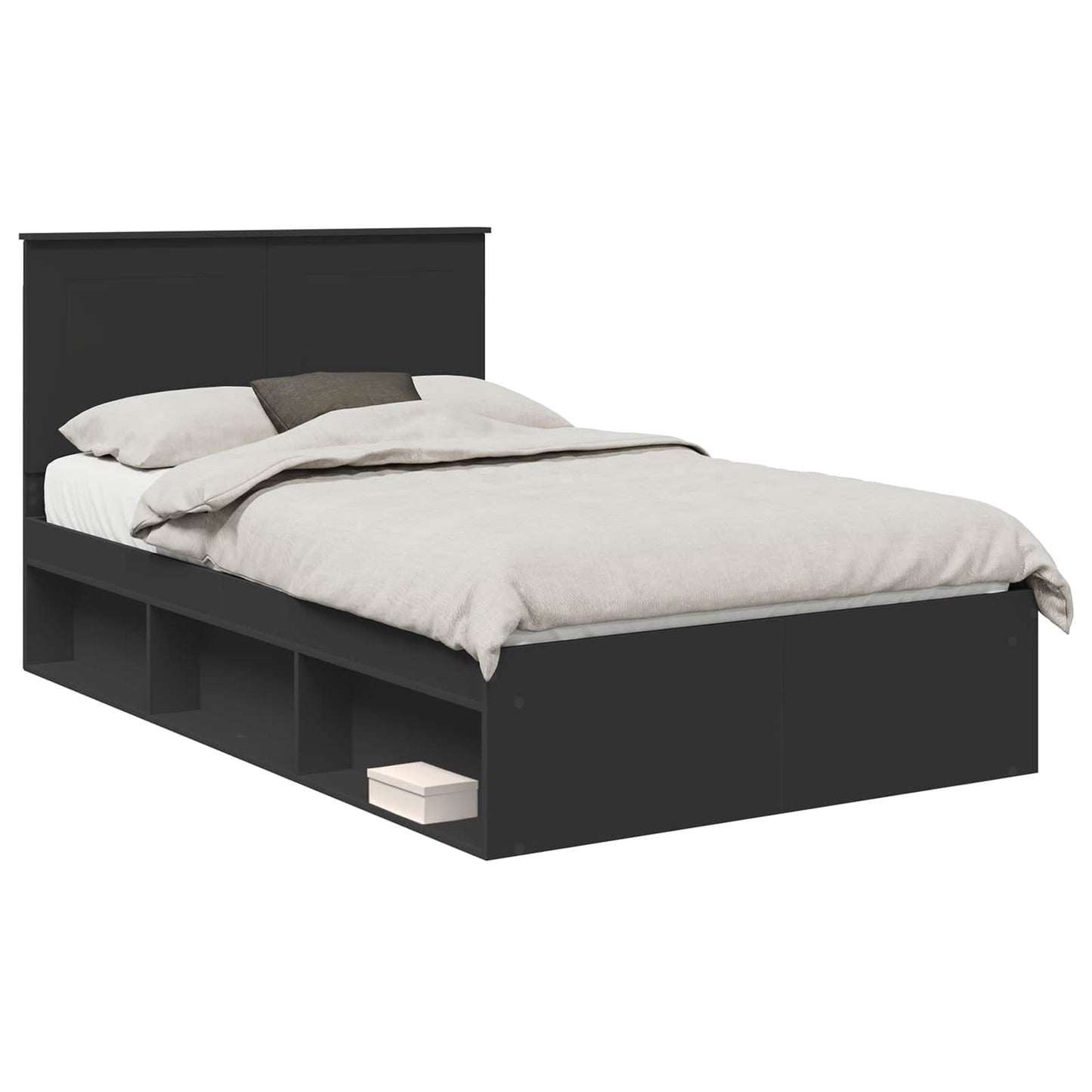 Bed Frame with Headboard Black 120 x 200 cm Solid Pine Wood