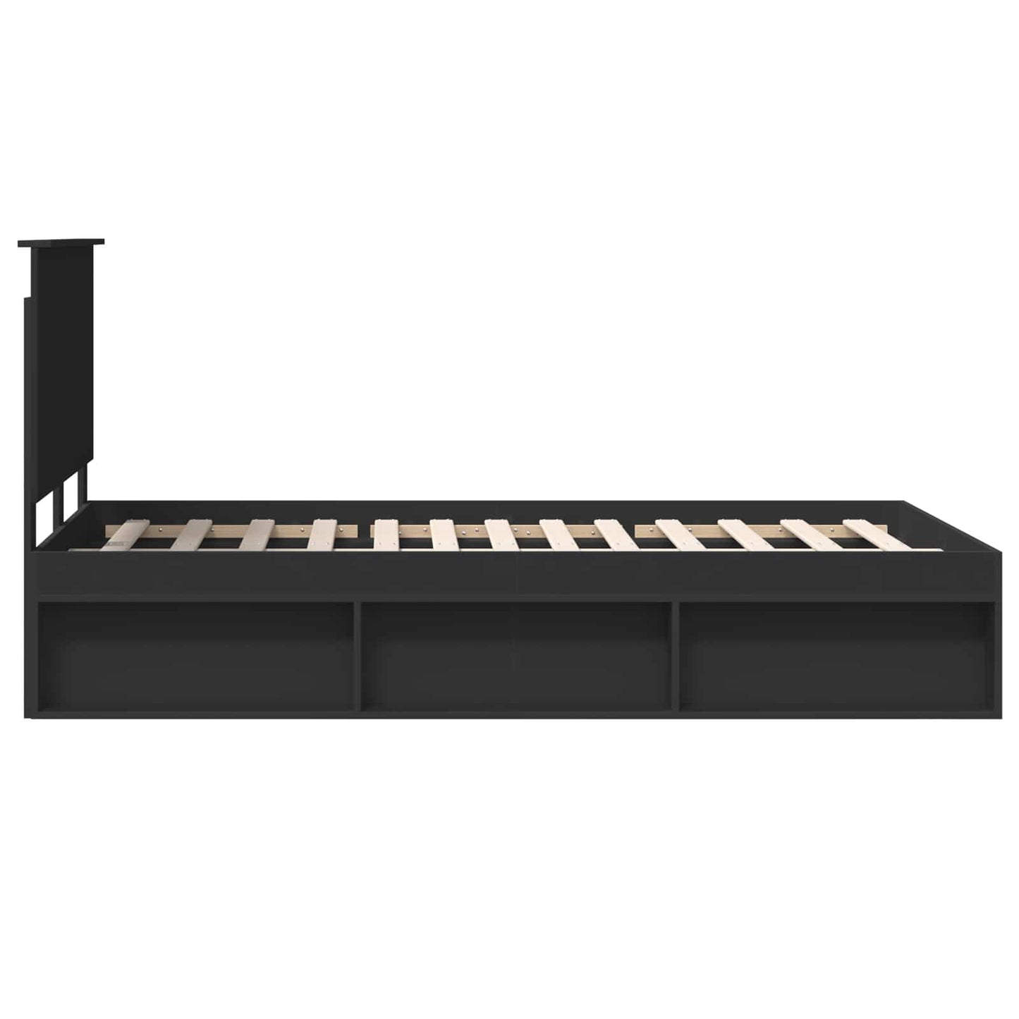 Bed Frame with Headboard Black 120 x 200 cm Solid Pine Wood