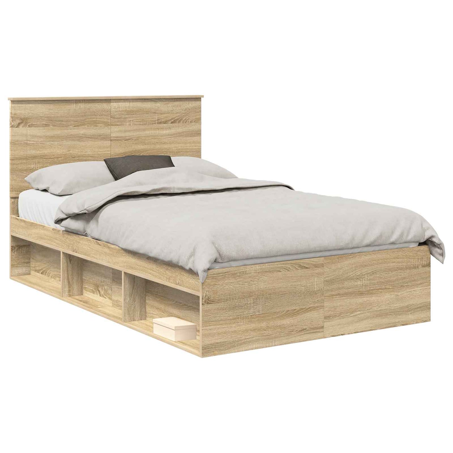 Bed Frame with Headboard Sonoma 120 x 200 cm Solid Pine Wood