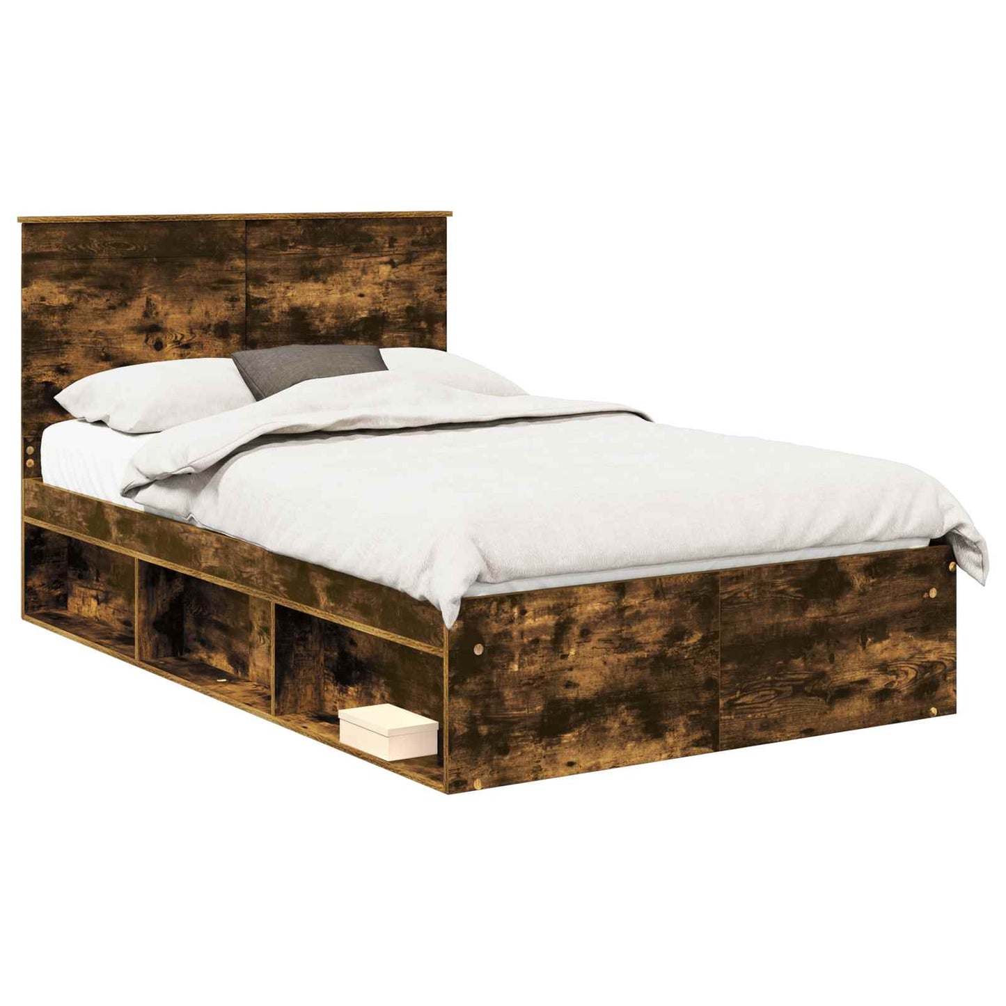 Bed Frame Smoked Oak 120 x 200 cm Solid Pine Wood