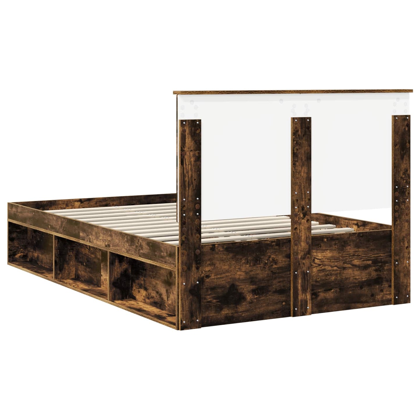 Bed Frame Smoked Oak 120 x 200 cm Solid Pine Wood