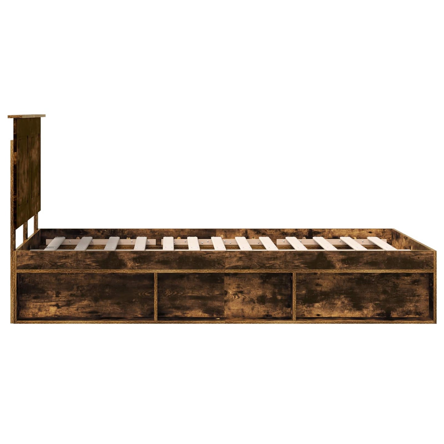 Bed Frame Smoked Oak 120 x 200 cm Solid Pine Wood