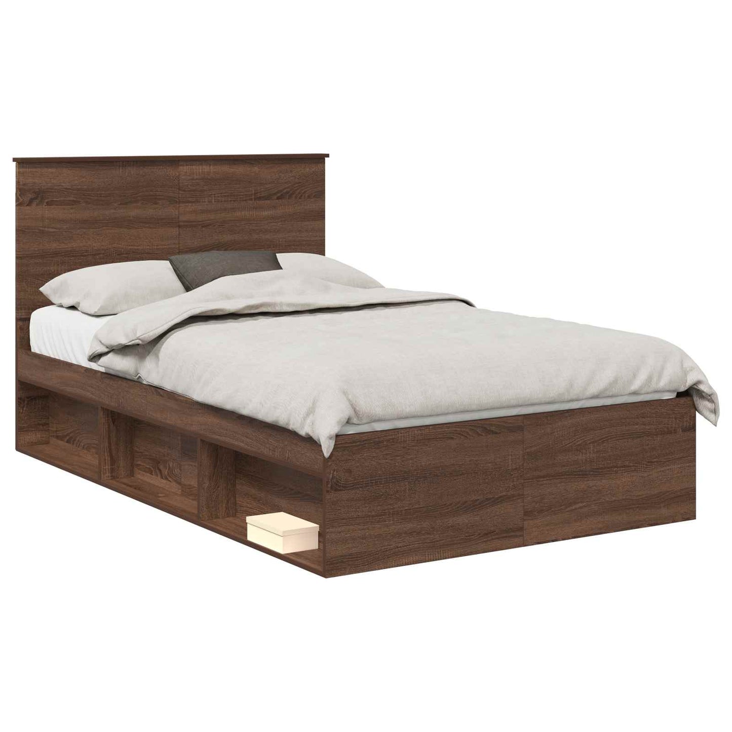 Bed Frame with Headboard Brown Oak 120 x 200 cm Solid Pine Wood