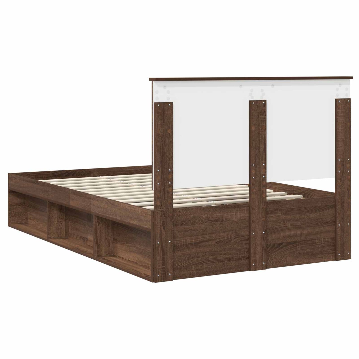Bed Frame with Headboard Brown Oak 120 x 200 cm Solid Pine Wood