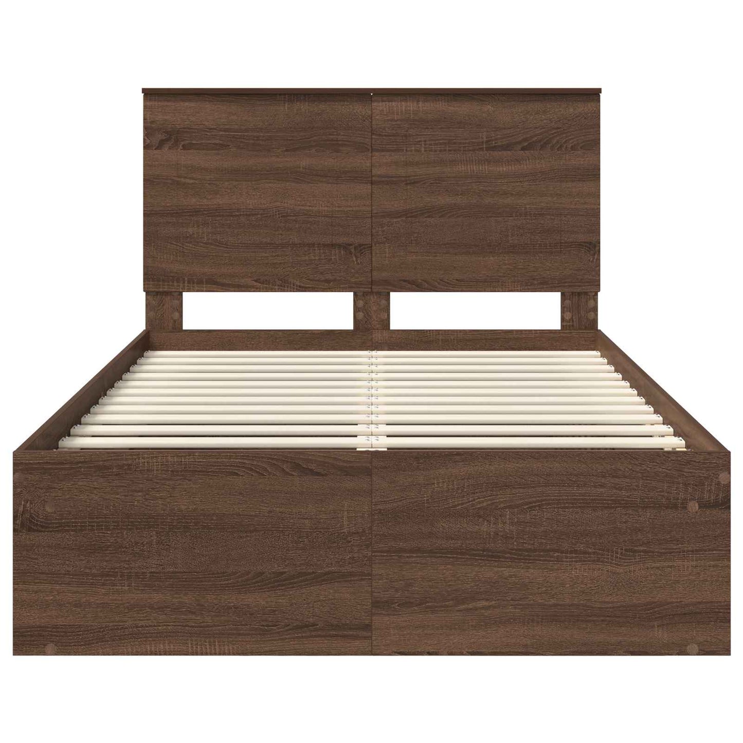 Bed Frame with Headboard Brown Oak 120 x 200 cm Solid Pine Wood