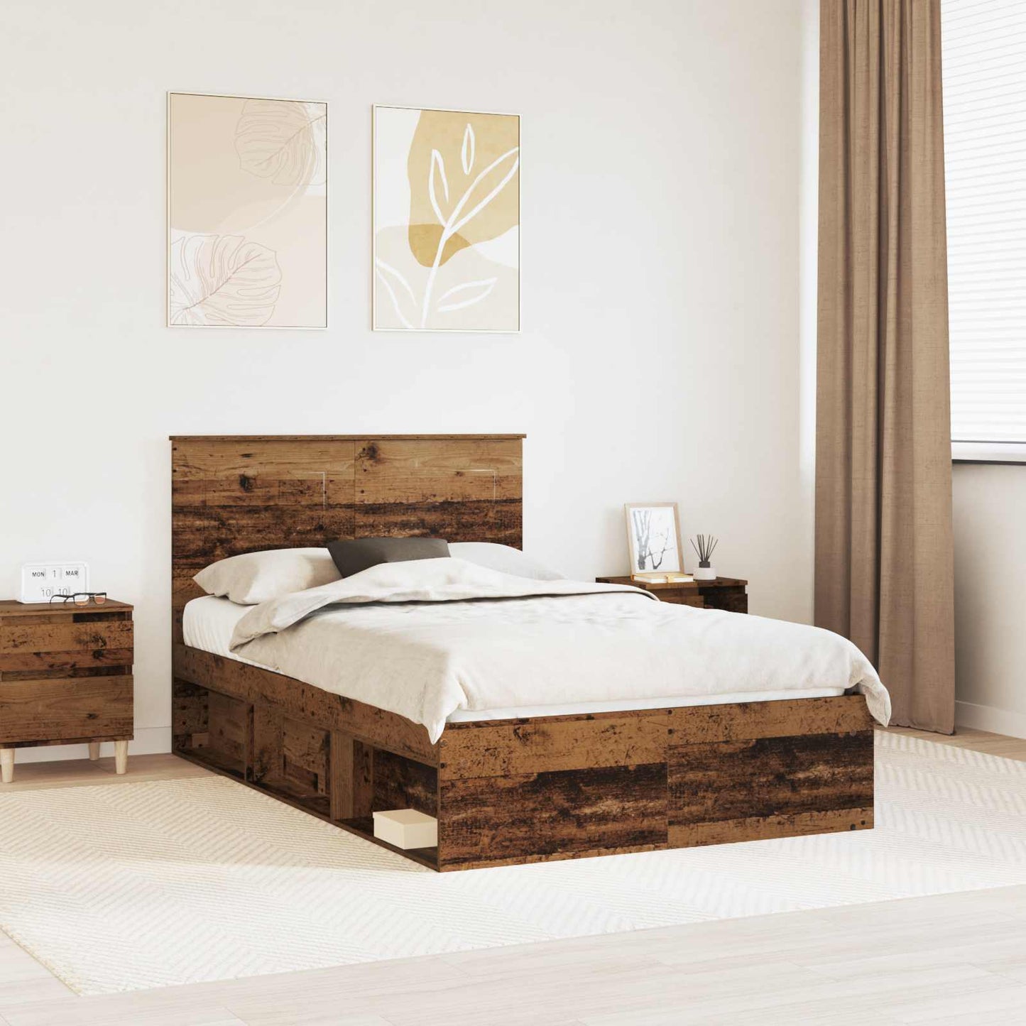 Bed Frame with Headboard Old Wood 120 x 200 cm Solid Pine Wood