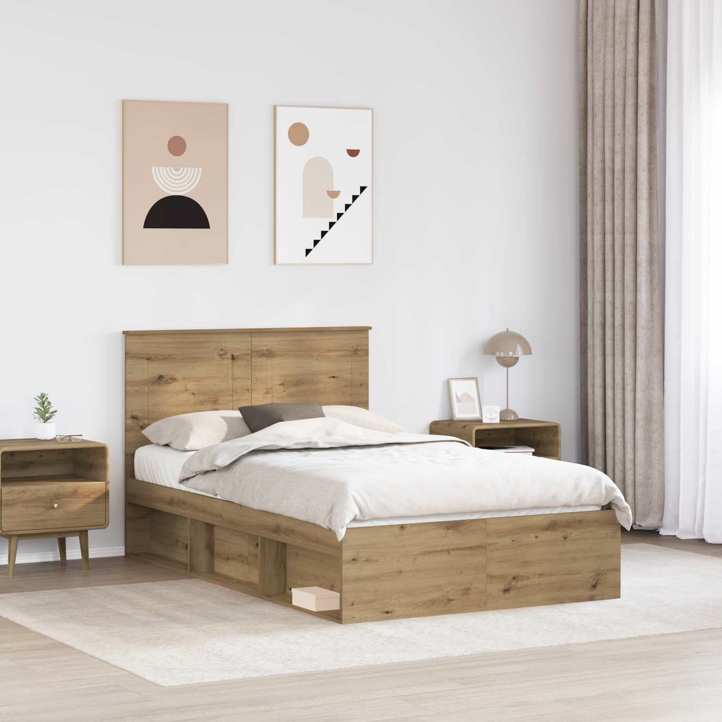 Bed Frame Artisian Oak 120 x 200 cm Solid Pine Wood