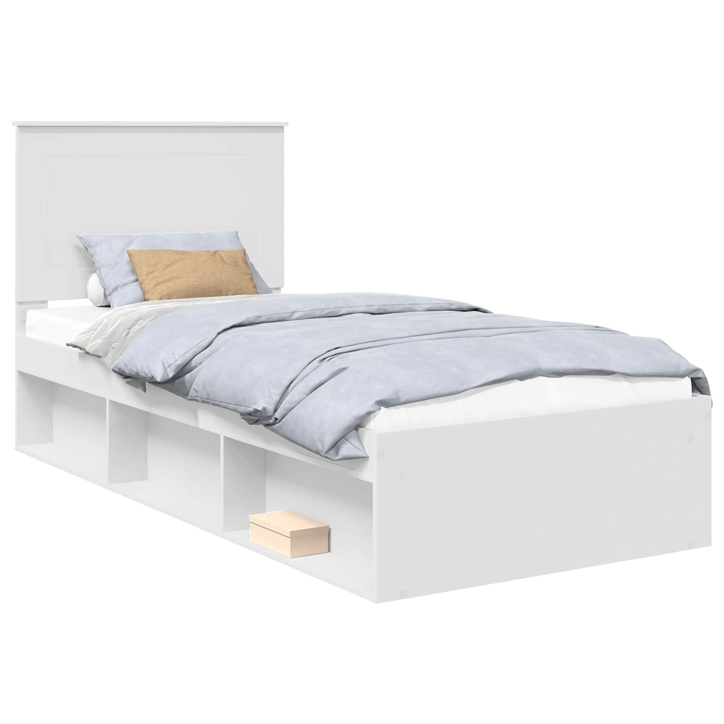 Bed Frame with Headboard White 100 x 200 cm Solid Pine Wood