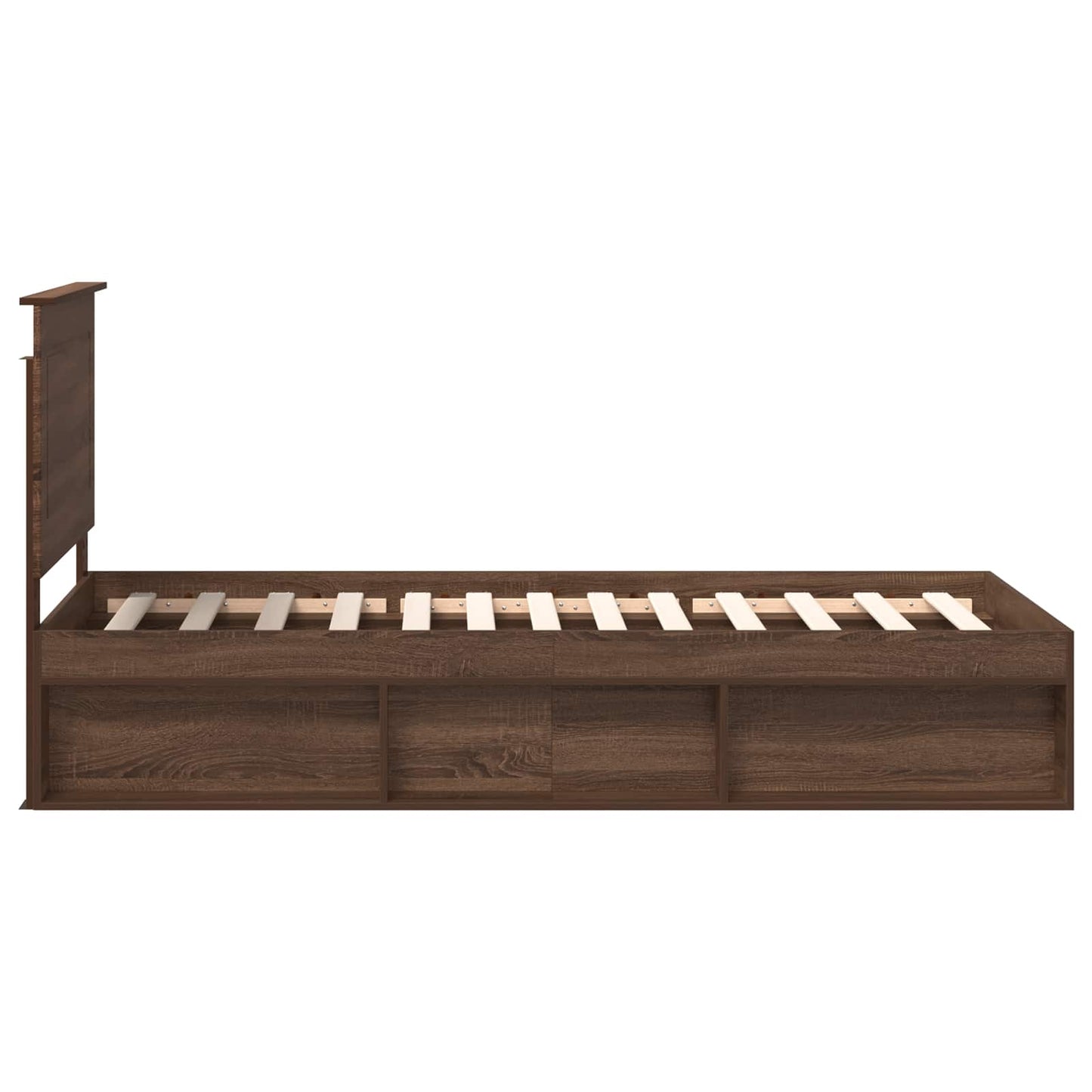 Bed Frame with Headboard Brown Oak 100 x 200 cm Solid Pine Wood