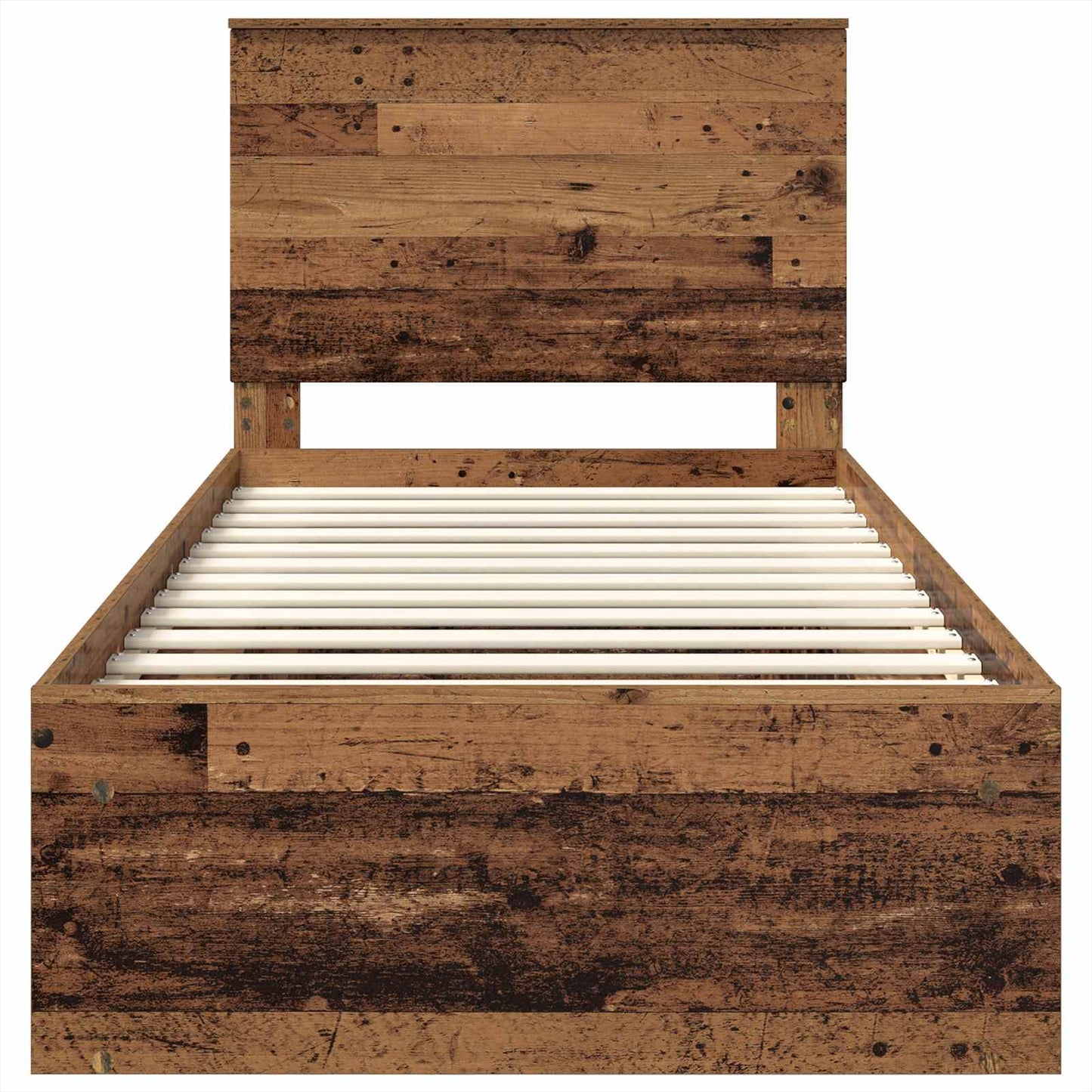 Bed Frame with Headboard Old Wood 100 x 200 cm Solid Pine Wood