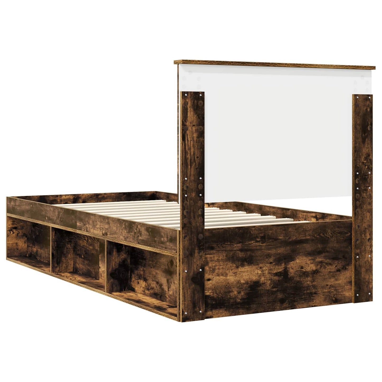 Bed Frame with Headboard Smoked Oak 90 x 190 cm Solid Pine Wood