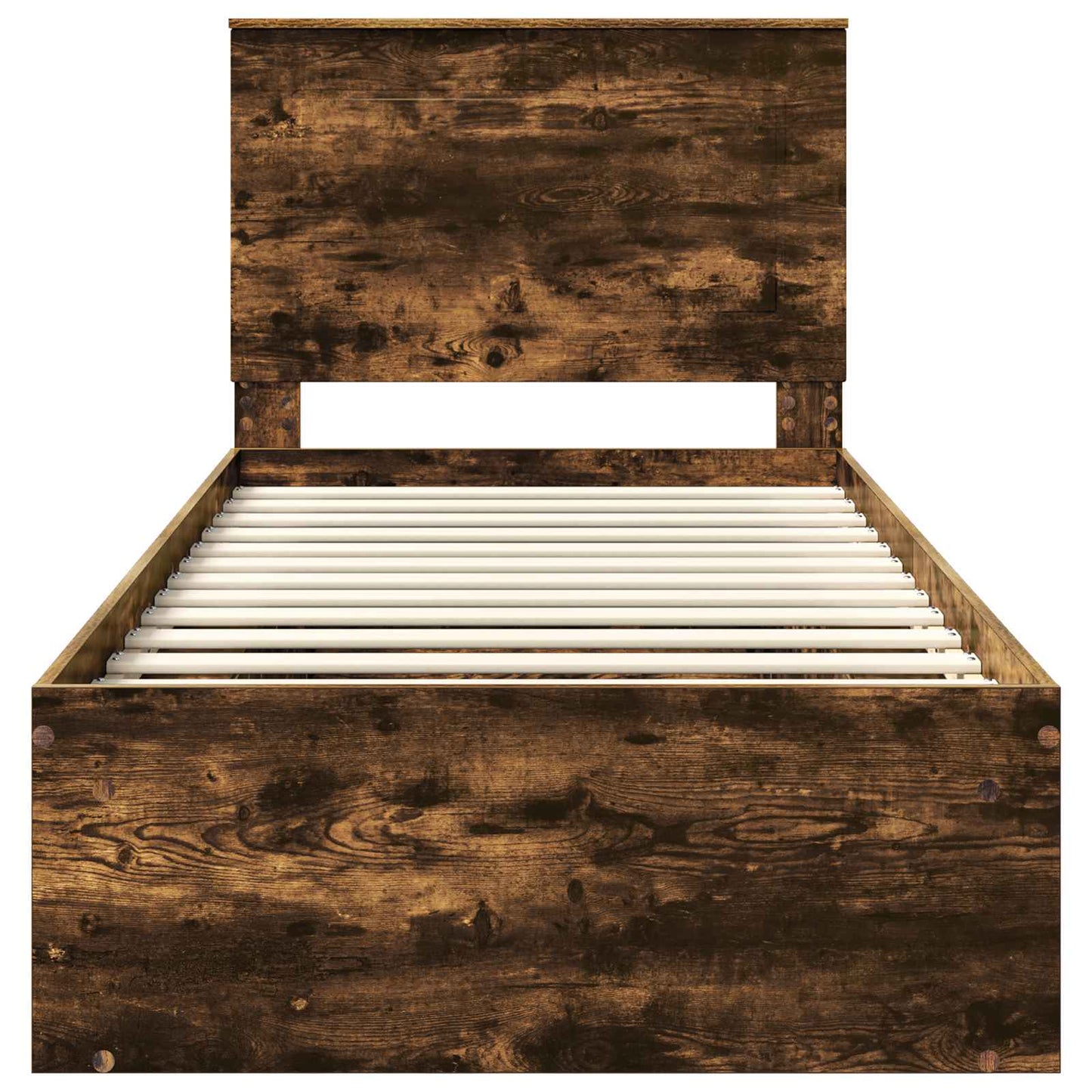 Bed Frame with Headboard Smoked Oak 90 x 190 cm Solid Pine Wood