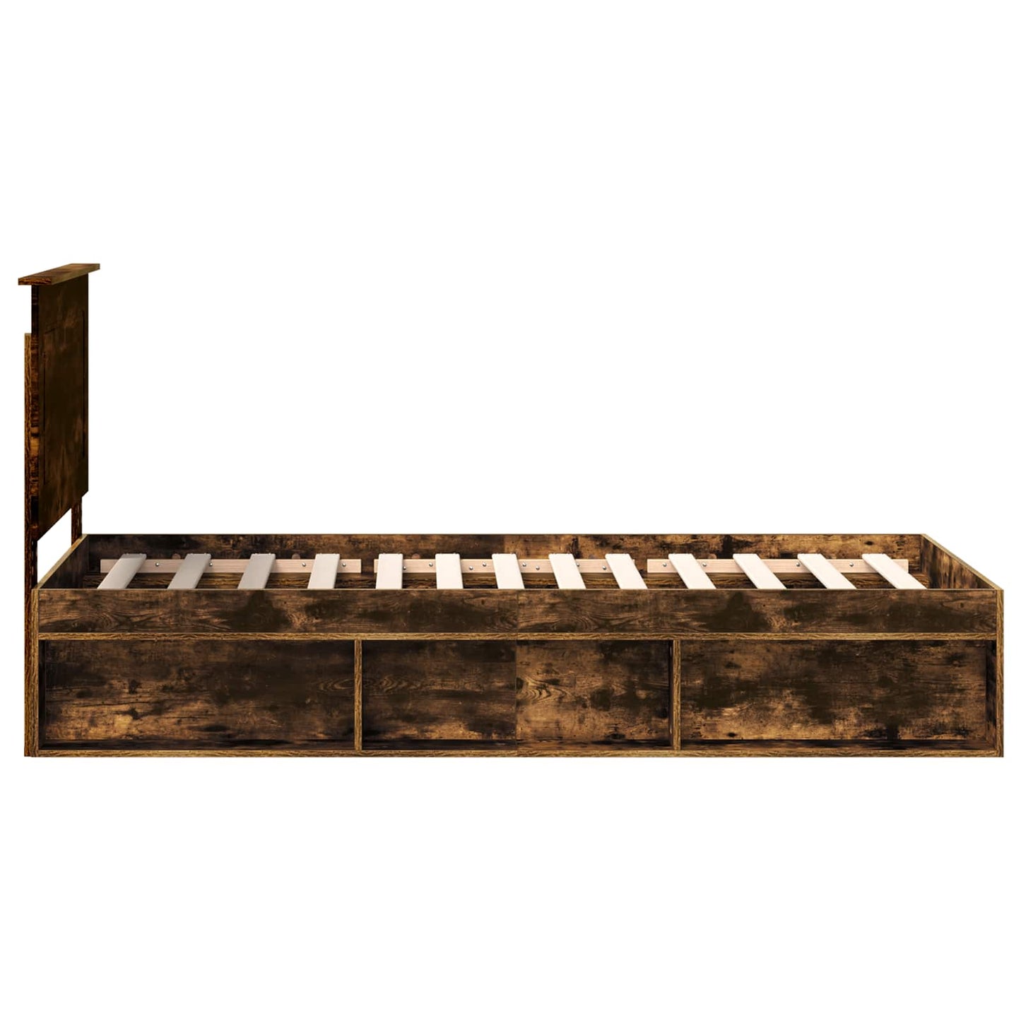 Bed Frame with Headboard Smoked Oak 90 x 190 cm Solid Pine Wood