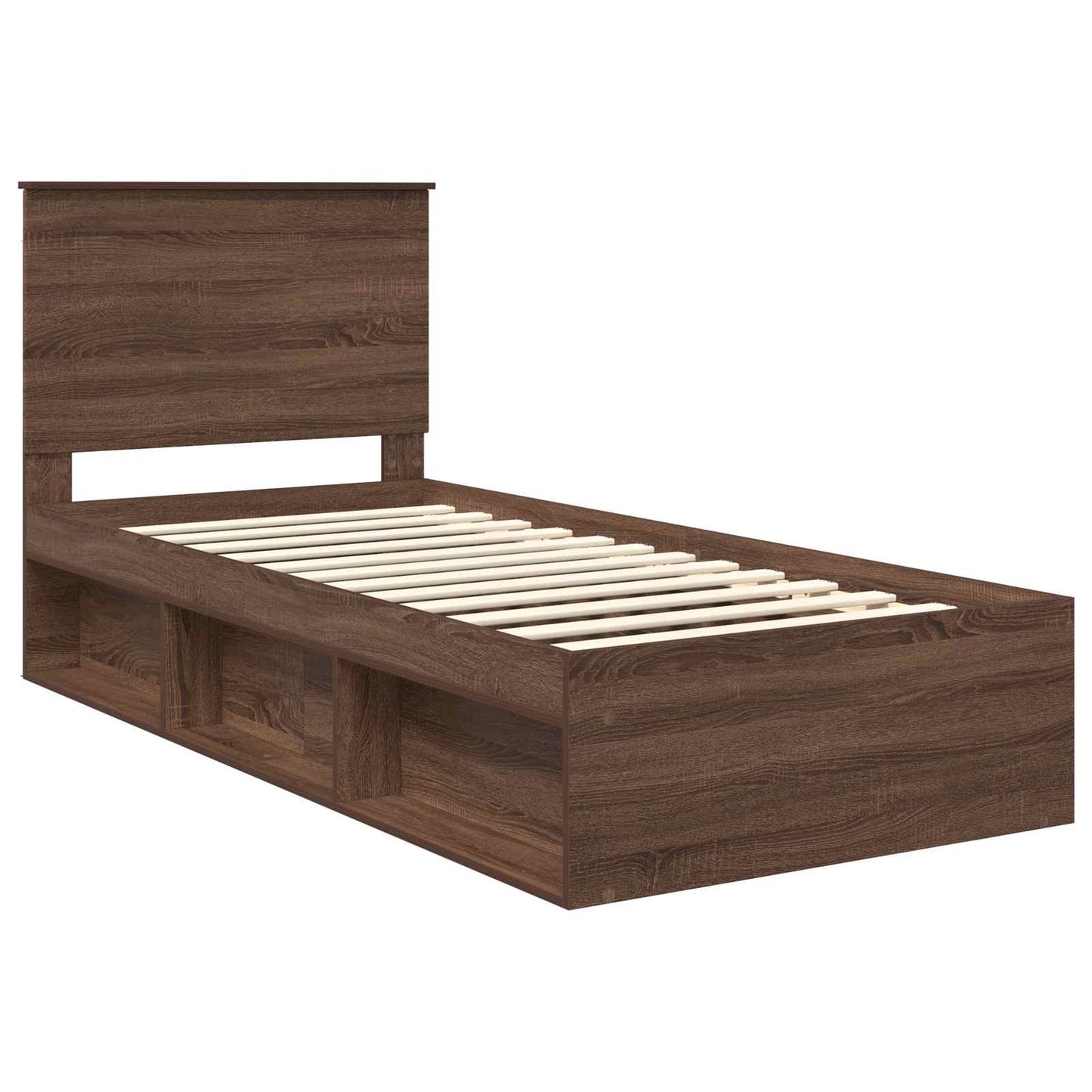 Bed Frame with Headboard Brown Oak 90 x 190 cm Solid Pine Wood