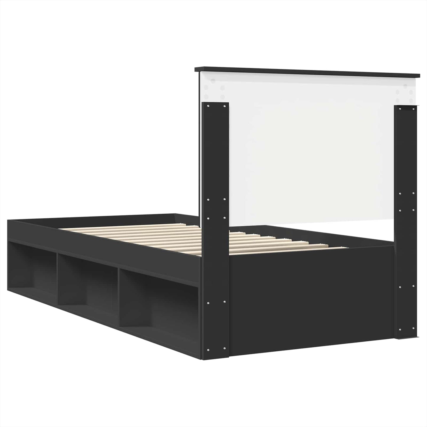 Bed Frame with Headboard Black 90 x 200 cm Solid Pine Wood
