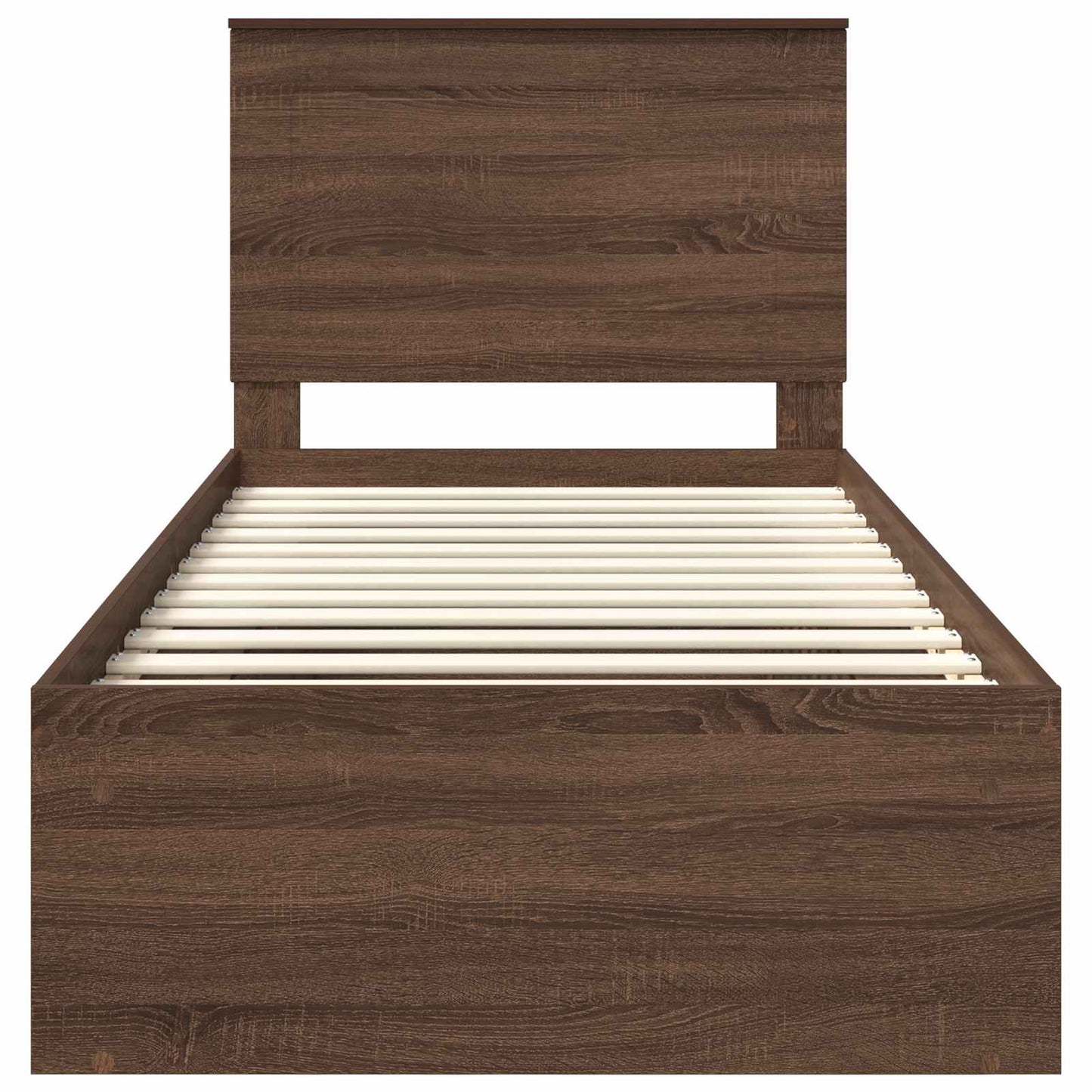 Bed Frame with Headboard Brown Oak 90 x 200 cm Solid Pine Wood