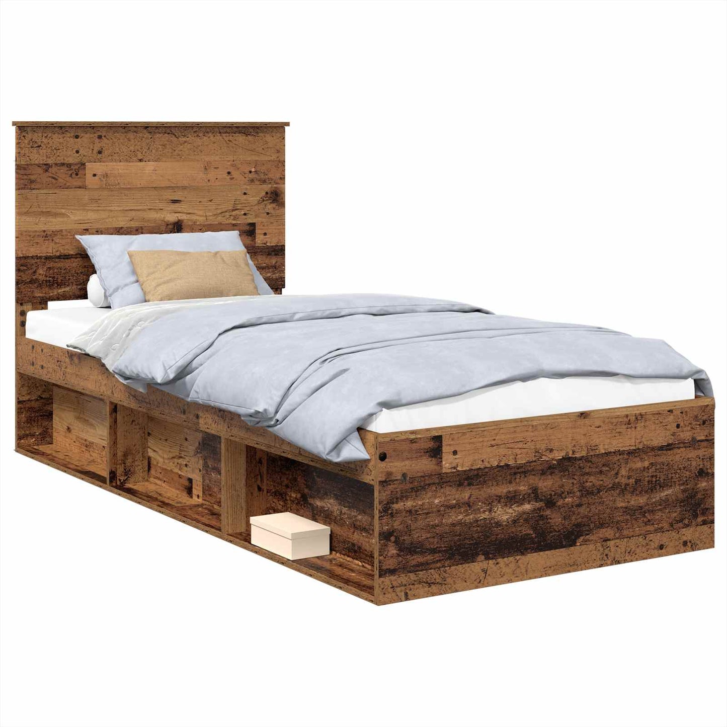 Bed Frame with Headboard Old Wood 90 x 200 cm Solid Pine Wood