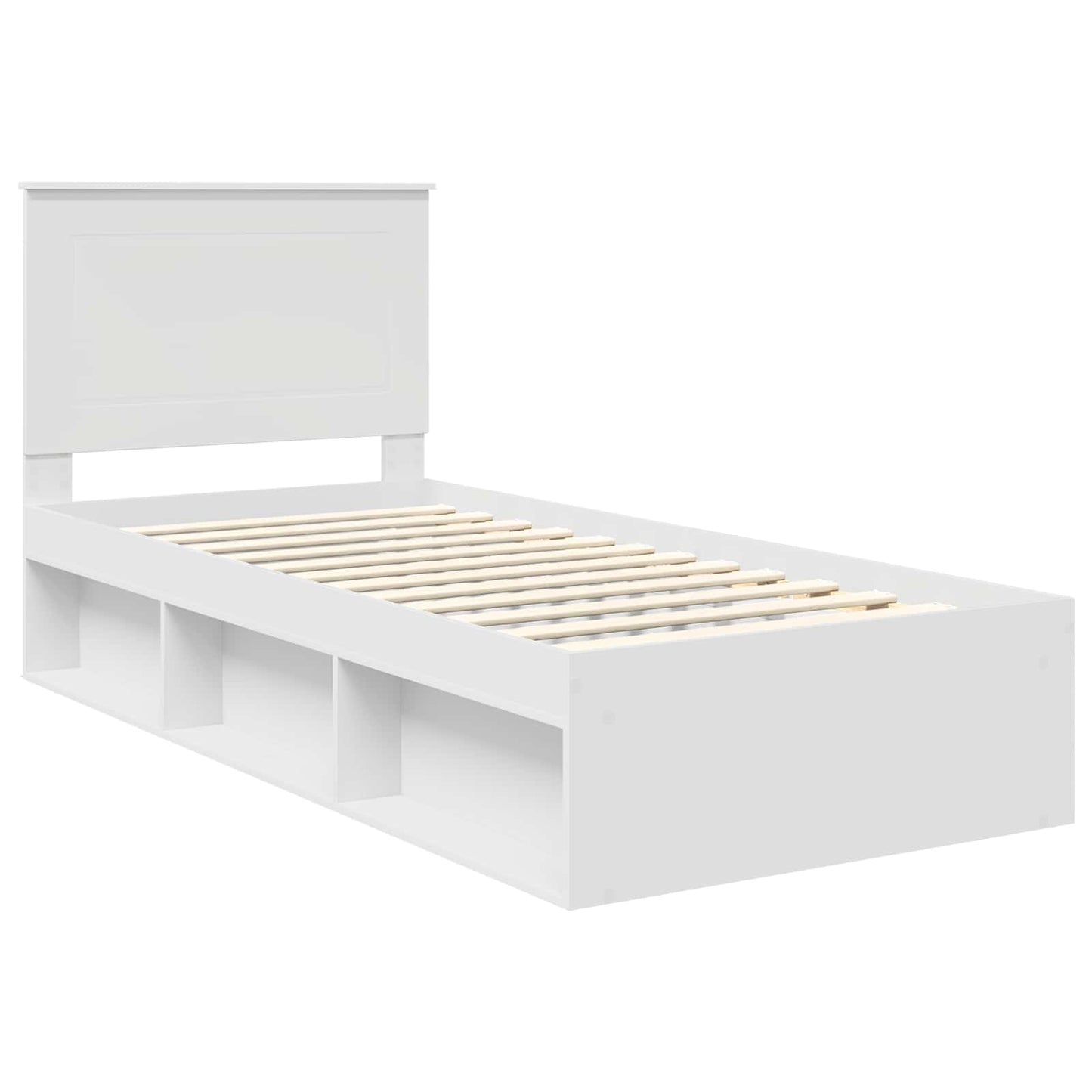 Bed Frame with Headboard White 75 x 190 cm Solid Pine Wood