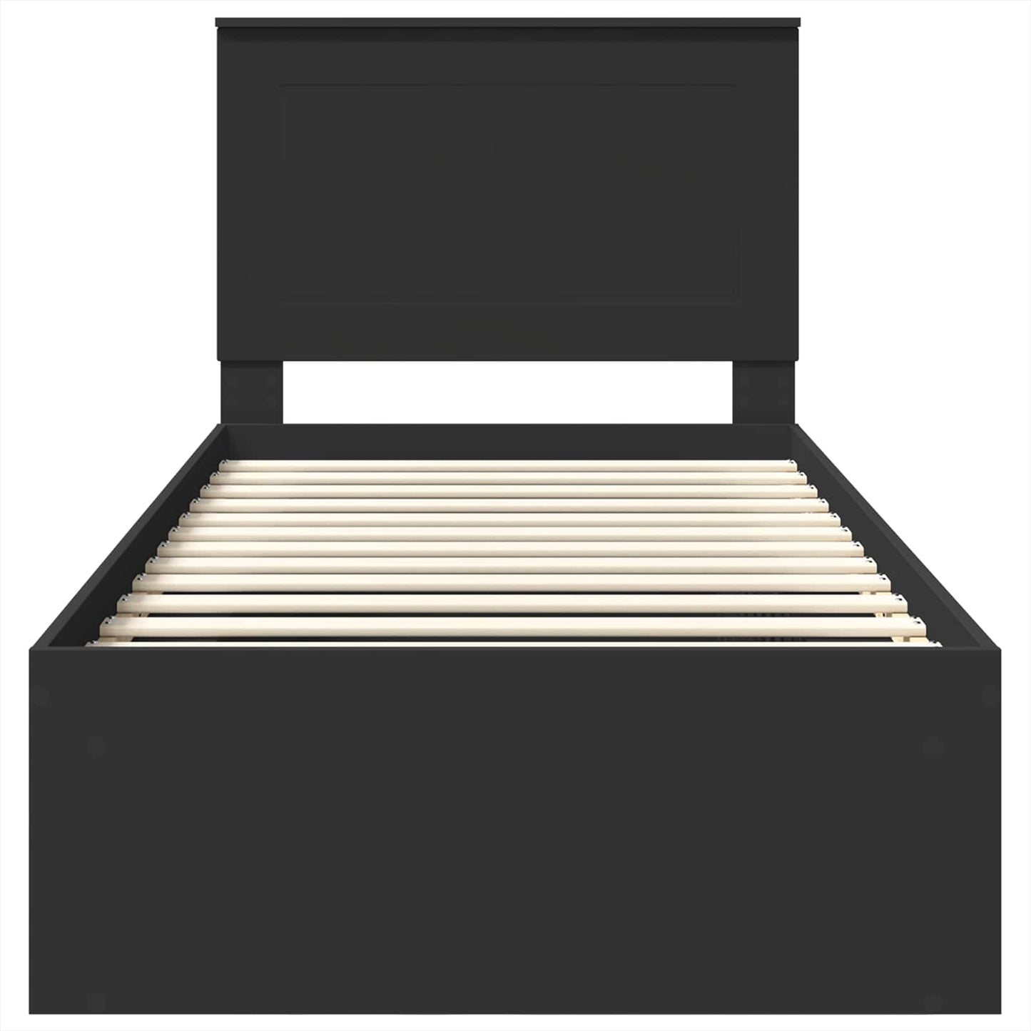 Bed Frame with Headboard Black 75 x 190 cm Solid Pine Wood