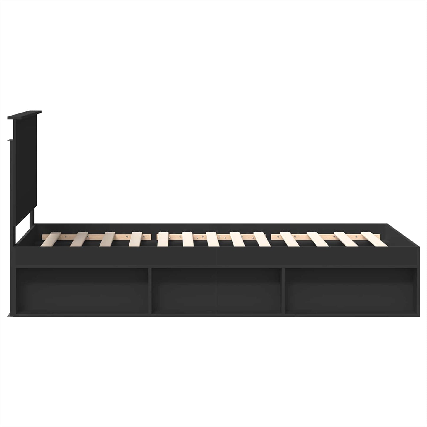 Bed Frame with Headboard Black 75 x 190 cm Solid Pine Wood