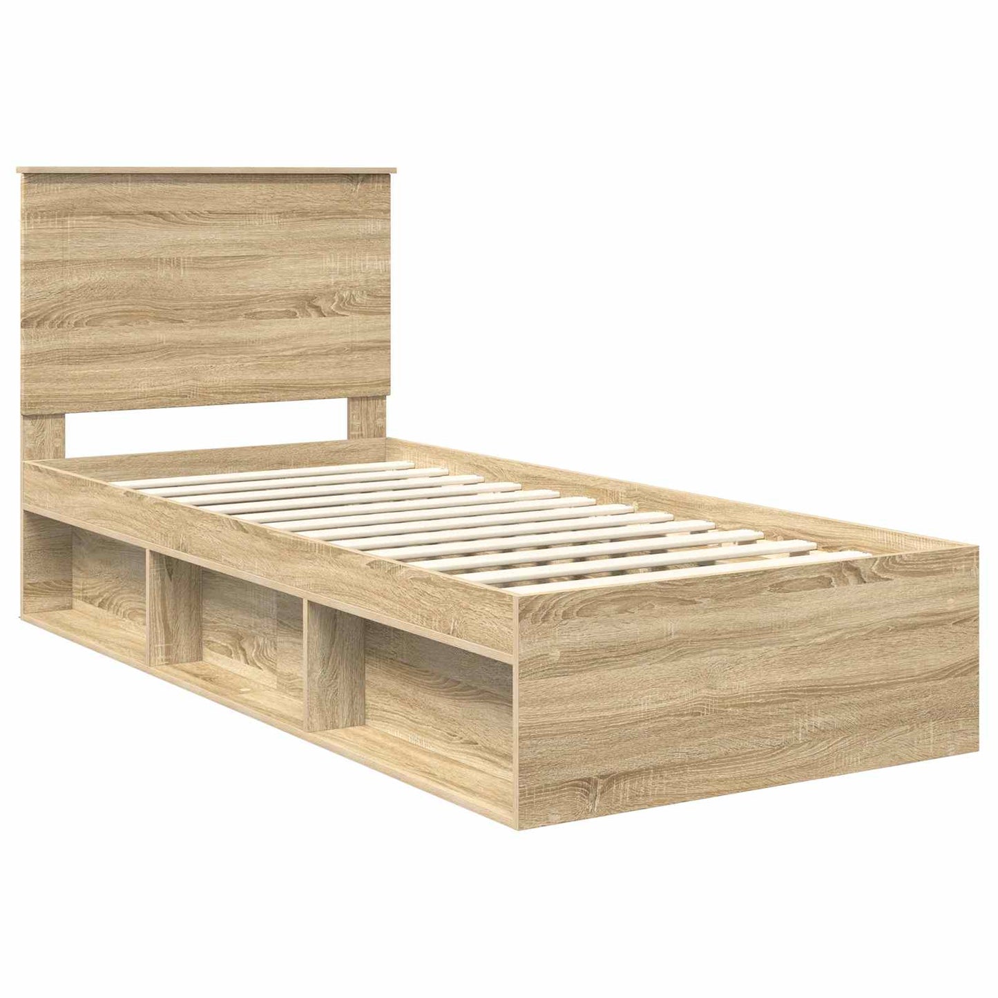Bed Frame with Headboard Sonoma Oak 75 x 190 cm Solid Pine Wood