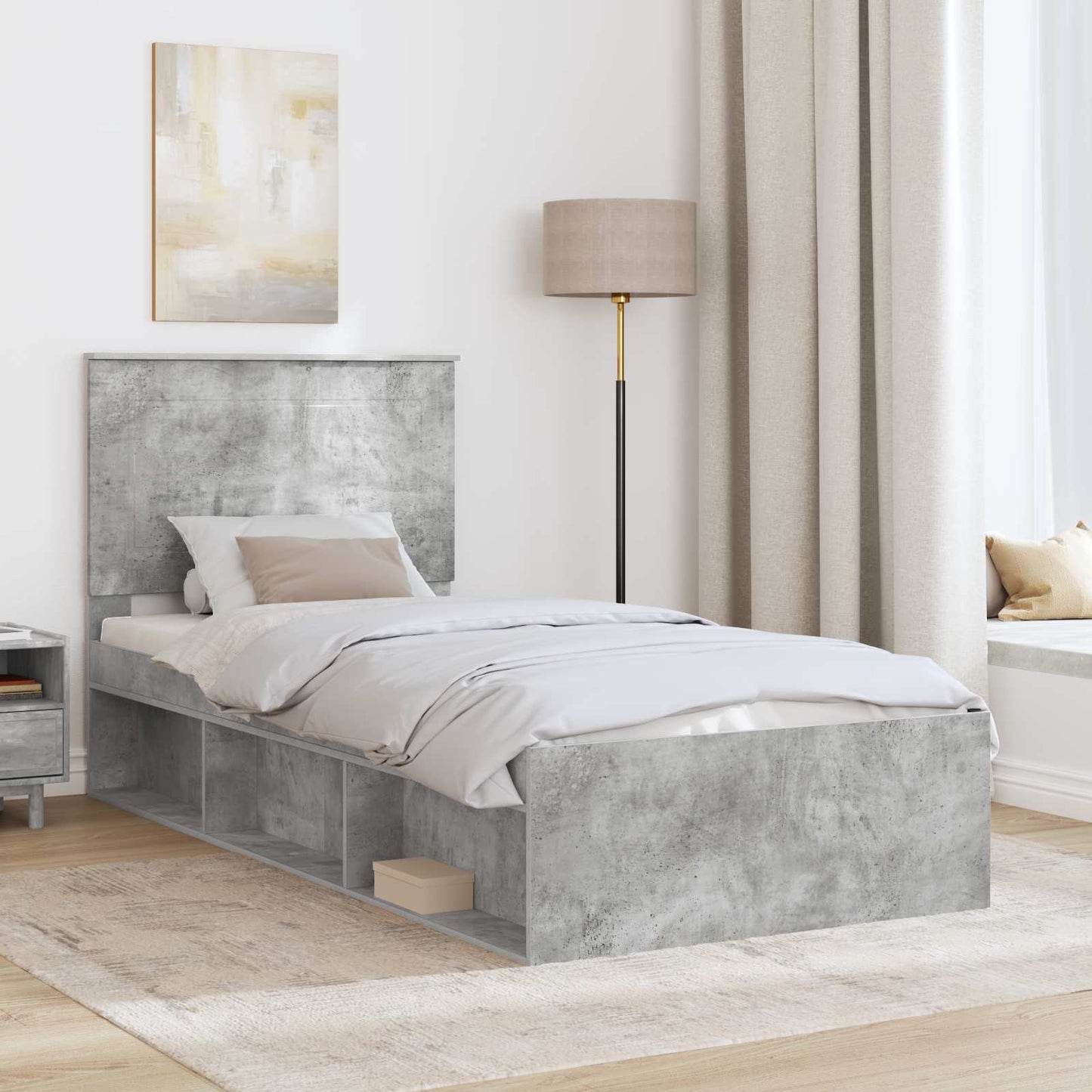 Bed Frame Concerte Grey 75 x 190 cm Solid Pine Wood