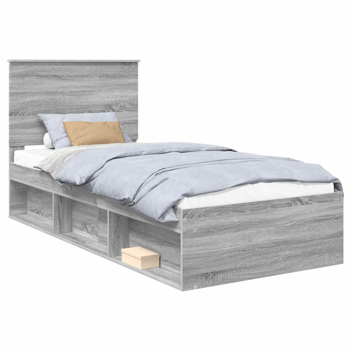 Bed Frame Grey Sonoma 75 x 190 cm Solid Pine Wood