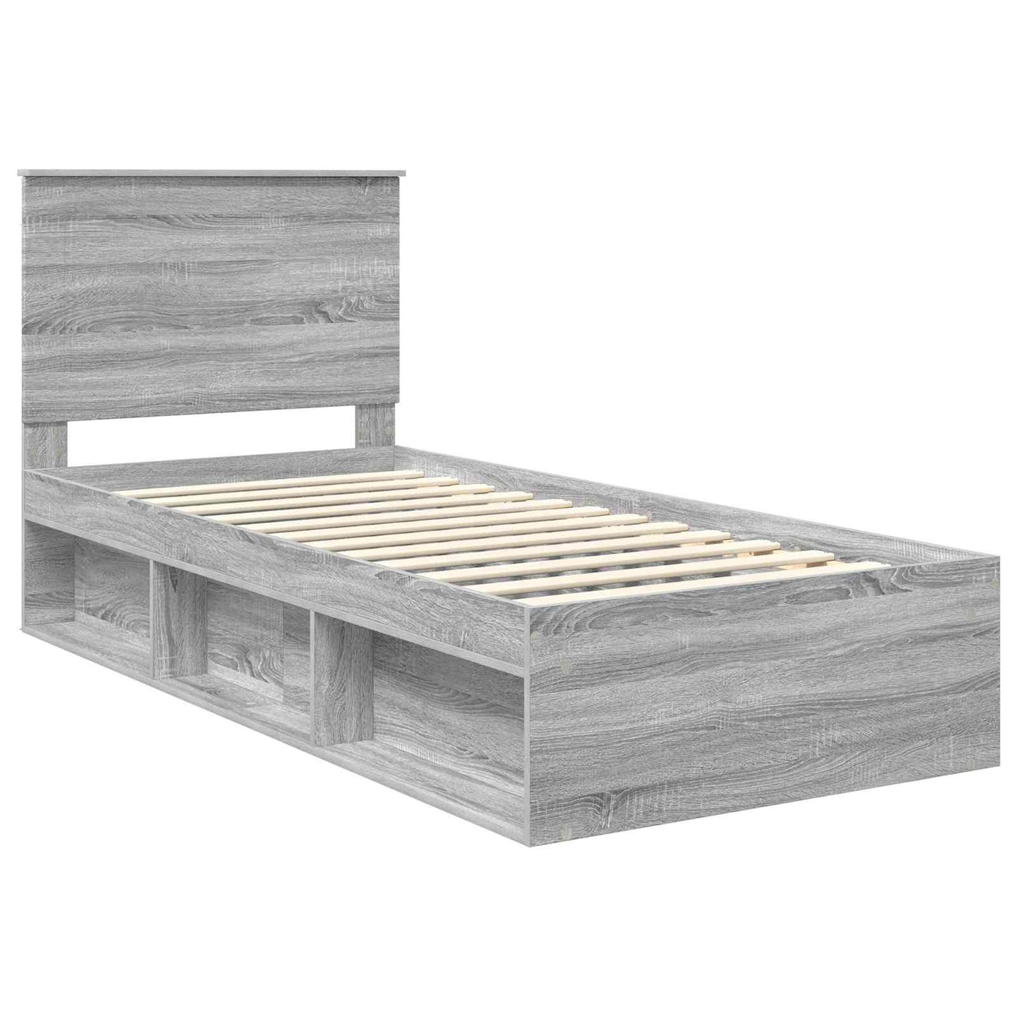 Bed Frame Grey Sonoma 75 x 190 cm Solid Pine Wood