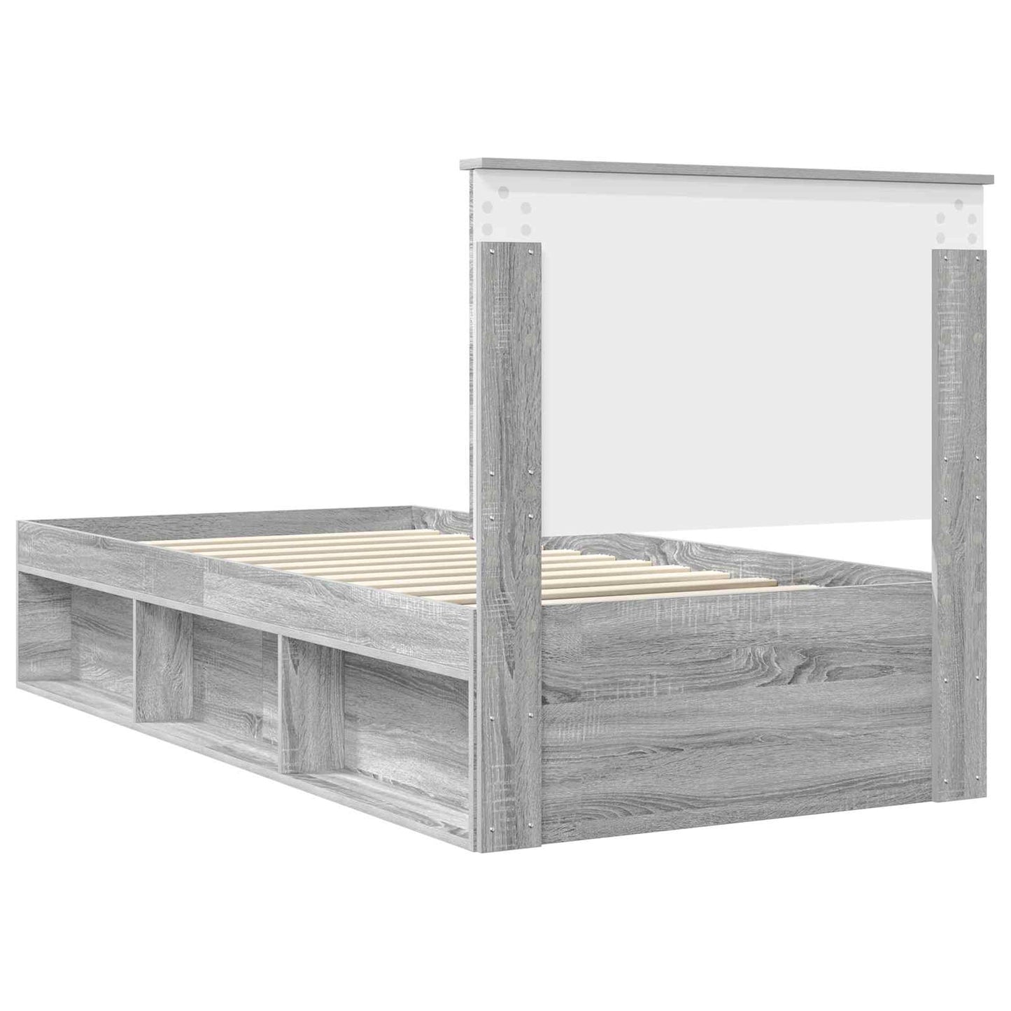 Bed Frame Grey Sonoma 75 x 190 cm Solid Pine Wood