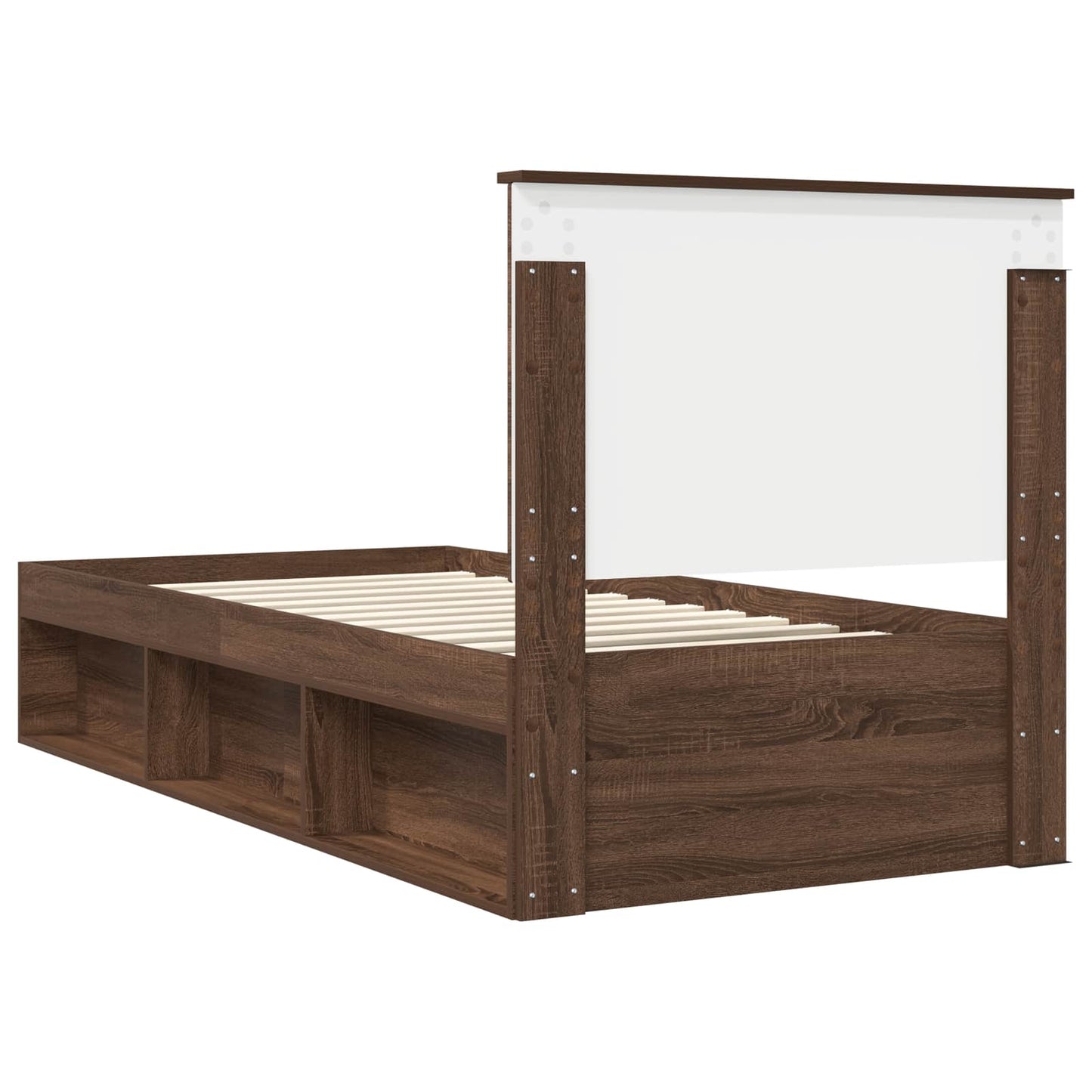 Bed Frame with Headboard Brown Oak 75 x 190 cm Solid Pine Wood