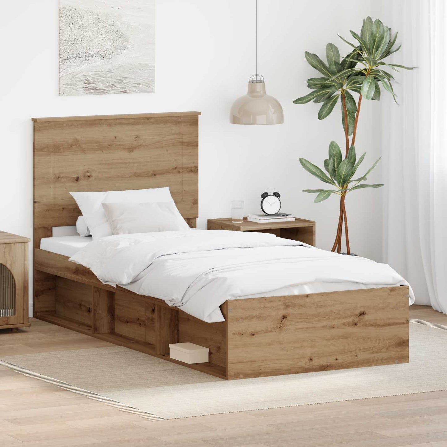 Bed Frame Artisian Oak 75 x 190 cm Solid Pine Wood