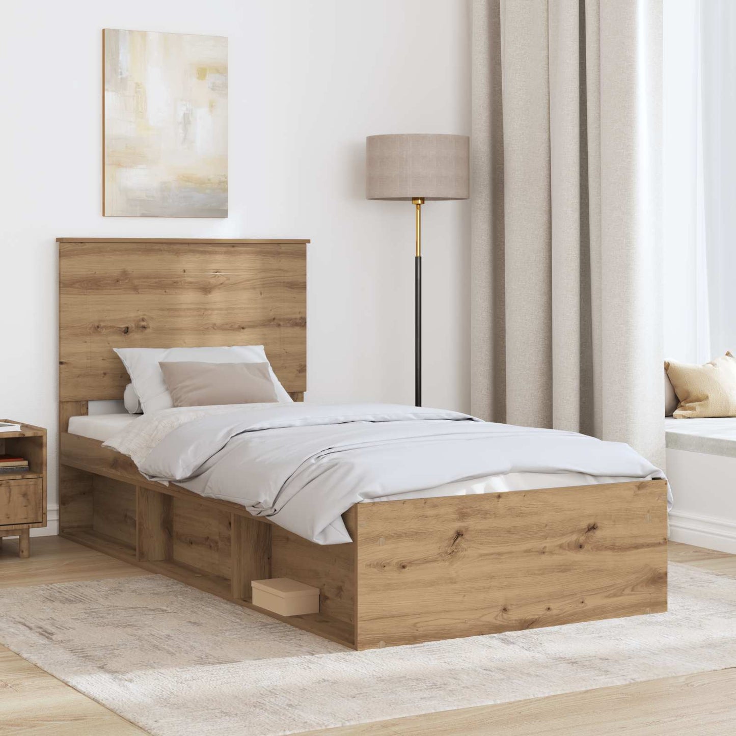 Bed Frame Artisian Oak 75 x 190 cm Solid Pine Wood