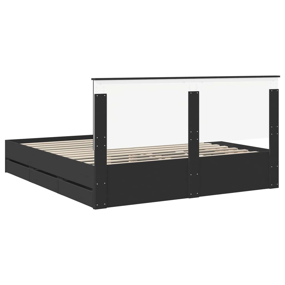 Bed Frame with Drawer Black 200 x 200 cm Engineer Wood