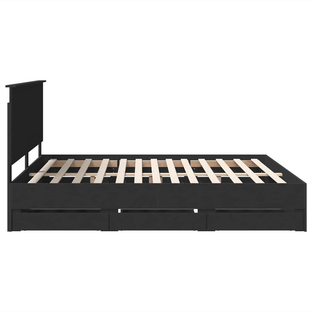 Bed Frame with Drawer Black 200 x 200 cm Engineer Wood