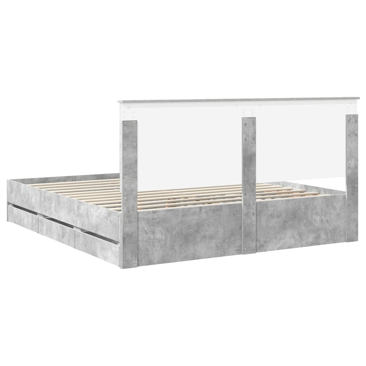 Bed Frame with Drawer Concrete Grey 200 x 200 cm Engineer Wood