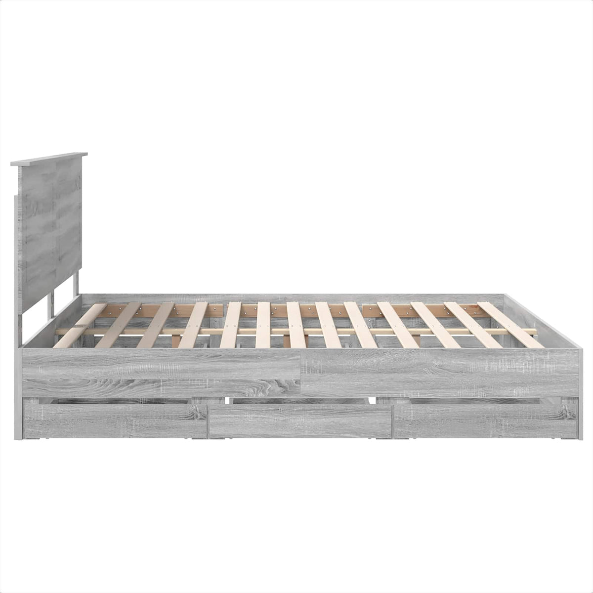 Bed Frame with Drawer Grey Sonoma 200 x 200 cm Engineer Wood