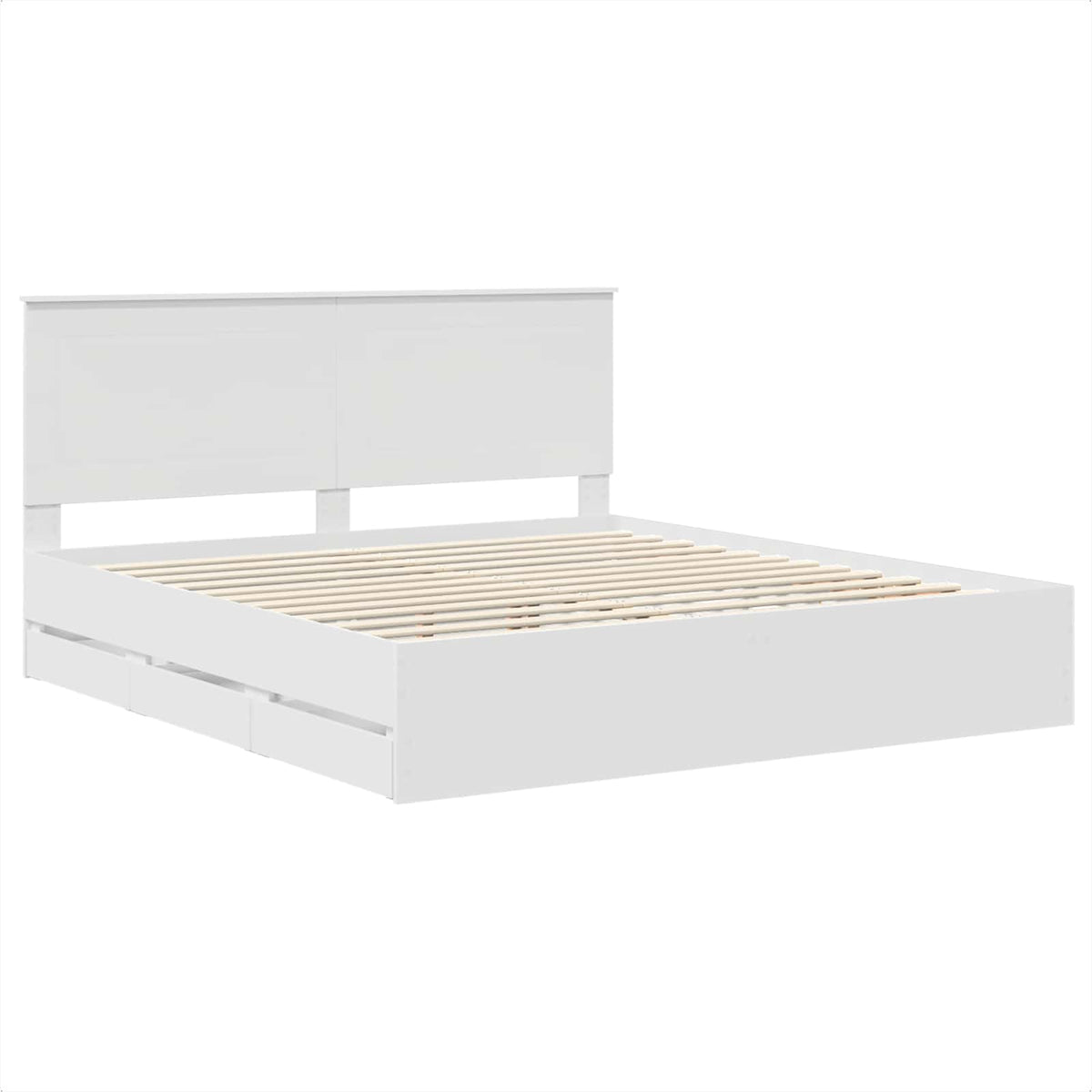 Bed Frame with Drawer White 180 x 200 cm Engineer Wood
