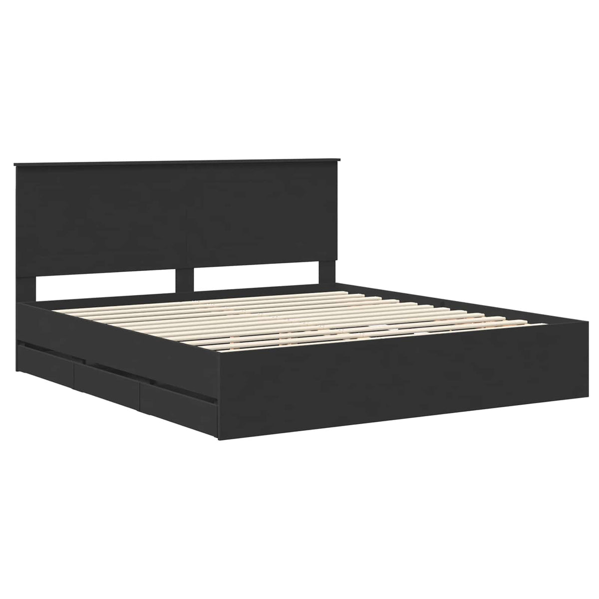 Bed Frame with Drawer Black 180 x 200 cm Engineer Wood
