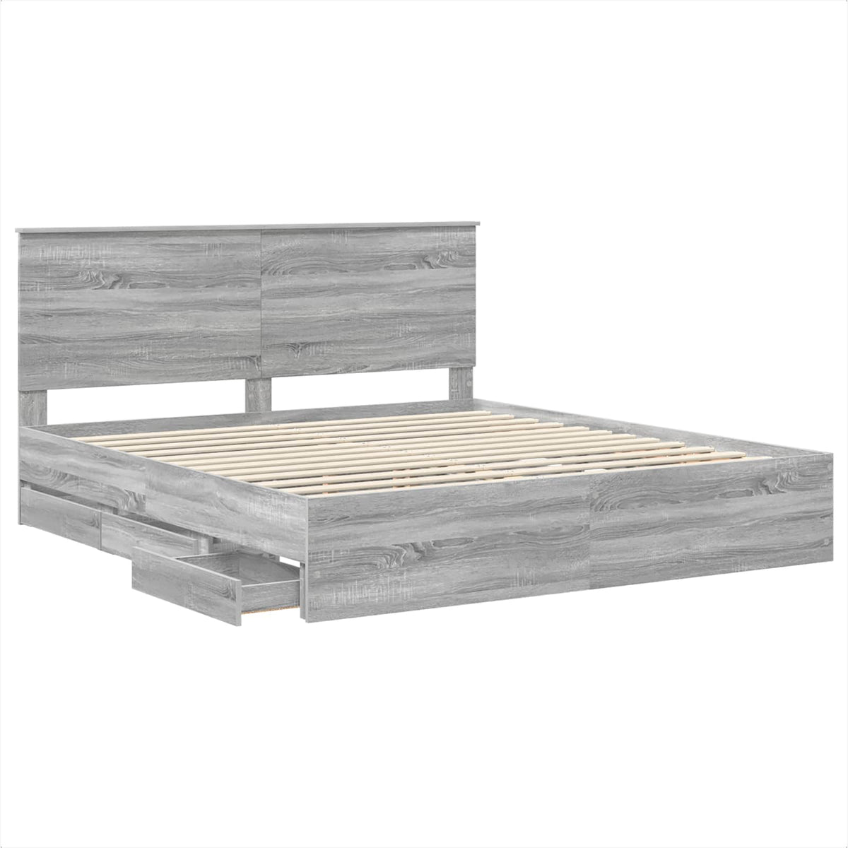 Bed Frame with Drawer Grey Sonoma 180 x 200 cm Engineer Wood