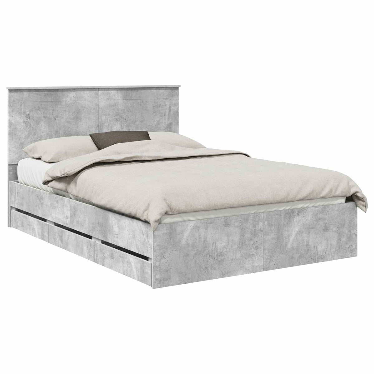 Bed Frame with Drawer Concrete Grey 160 x 200 cm Engineer Wood