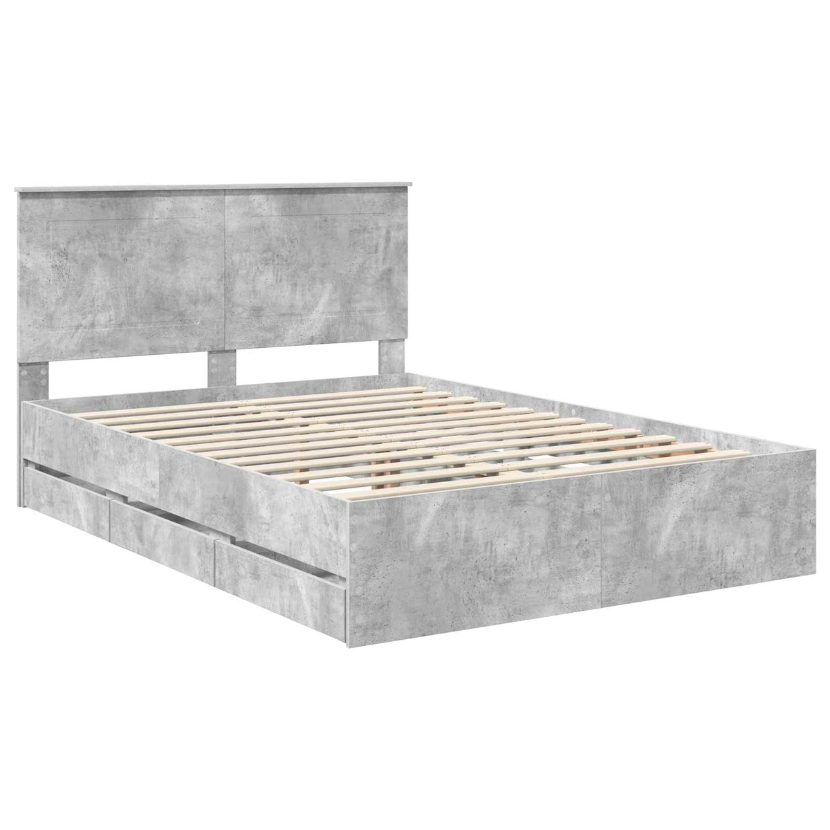 Bed Frame with Drawer Concrete Grey 160 x 200 cm Engineer Wood