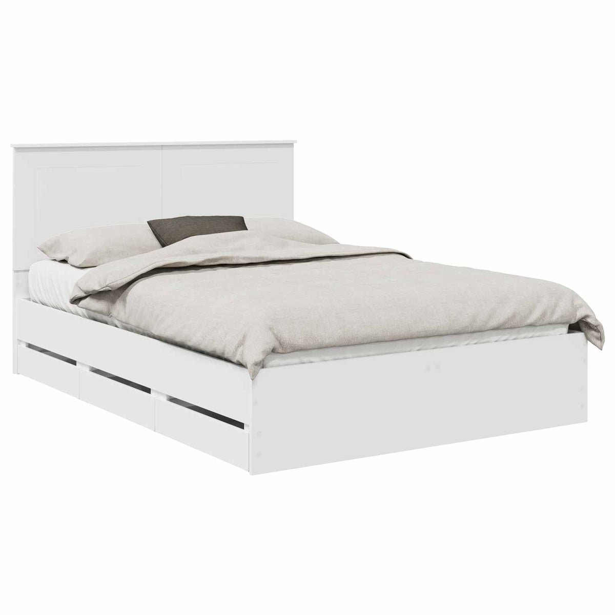 Bed Frame with Drawer White 150 x 200 cm Engineer Wood