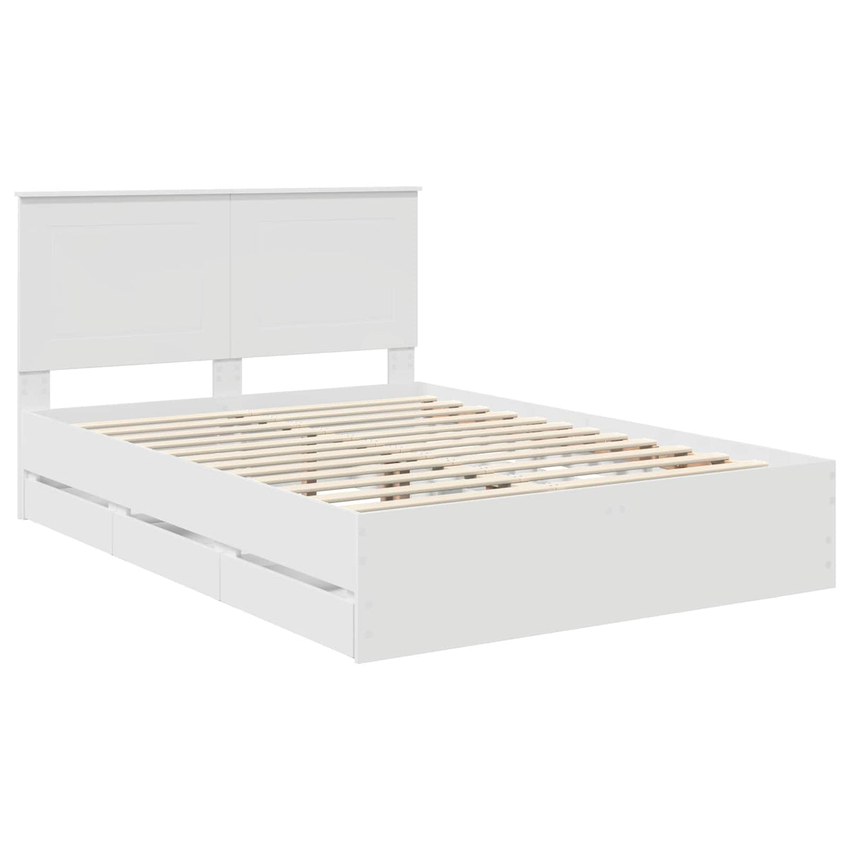 Bed Frame with Drawer White 150 x 200 cm Engineer Wood