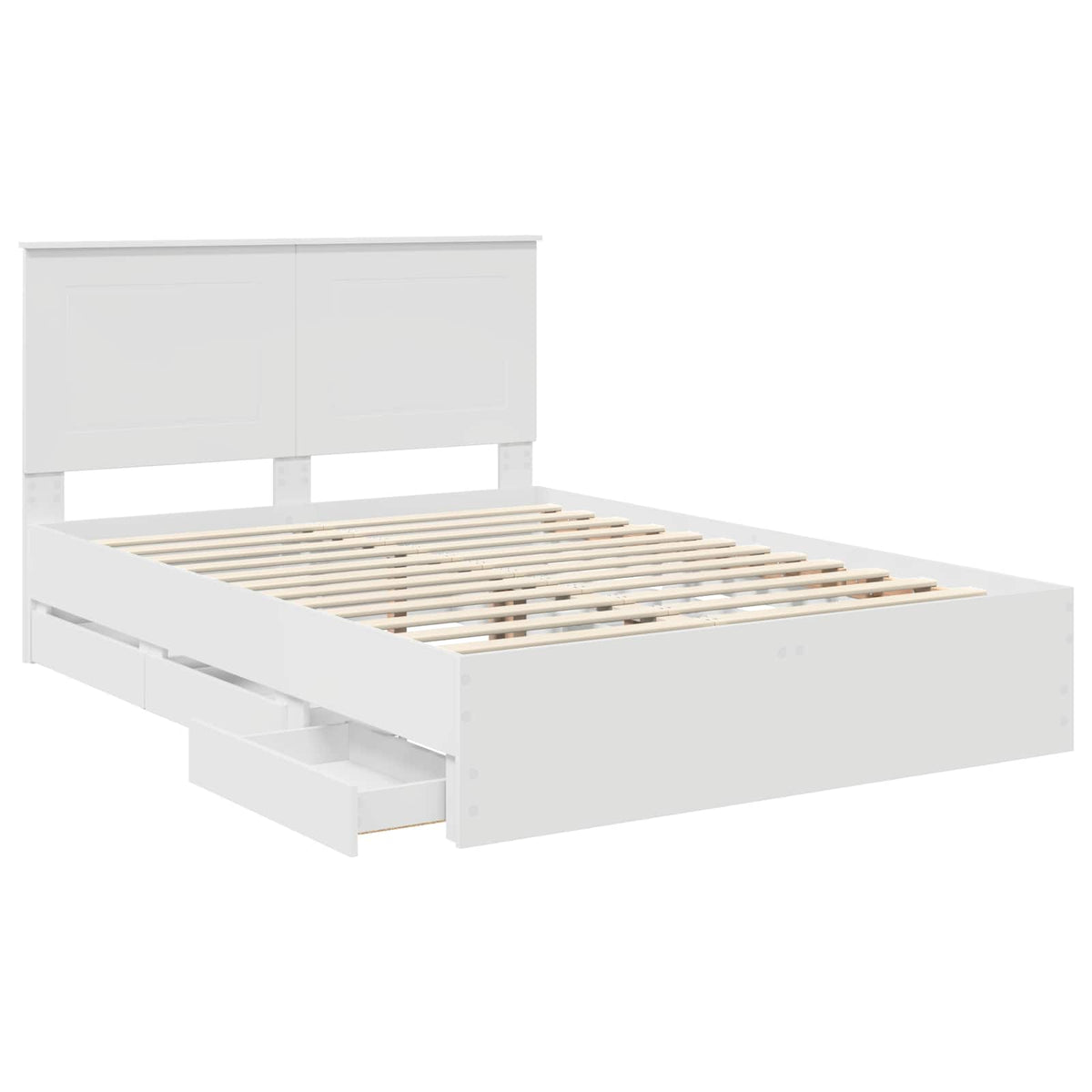 Bed Frame with Drawer White 150 x 200 cm Engineer Wood