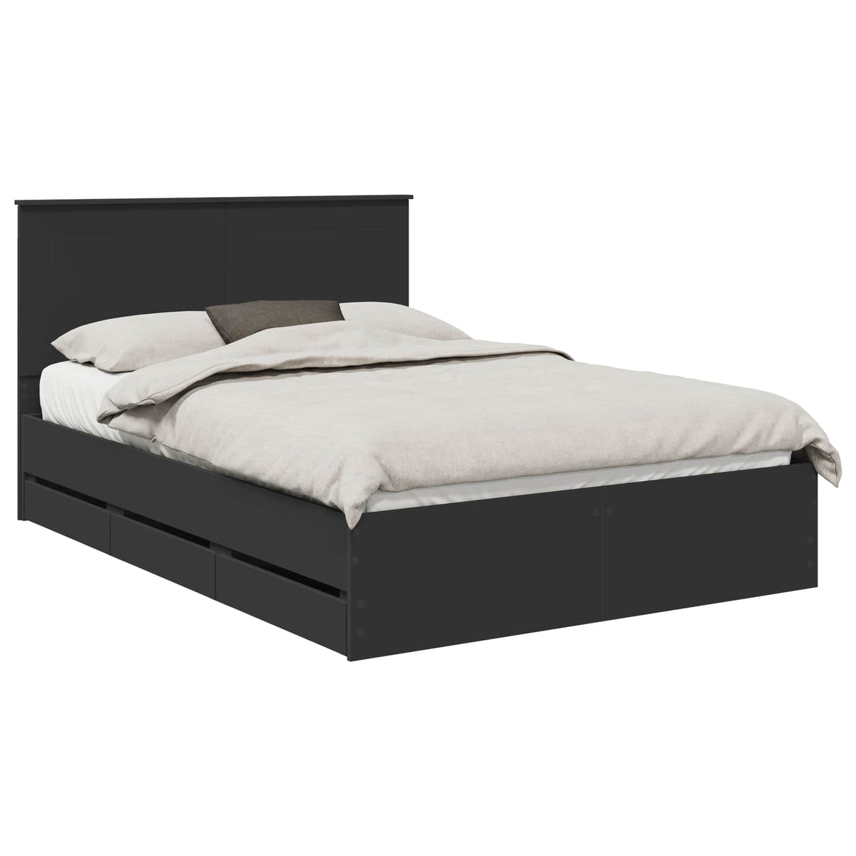Bed Frame with Drawer Black 150 x 200 cm Engineer Wood