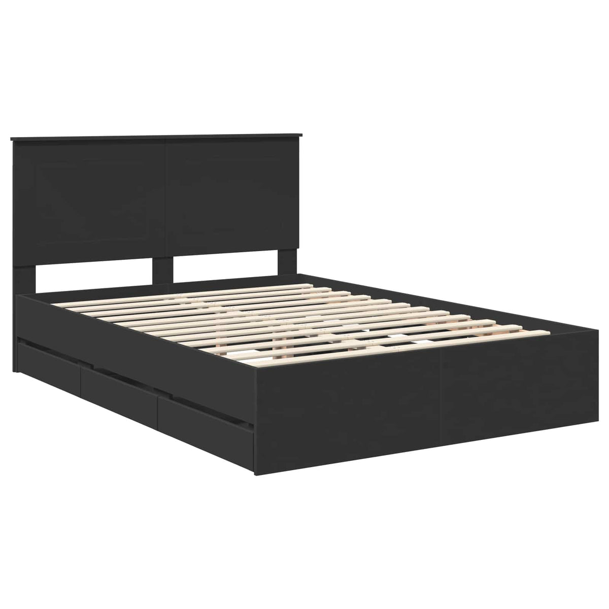 Bed Frame with Drawer Black 150 x 200 cm Engineer Wood
