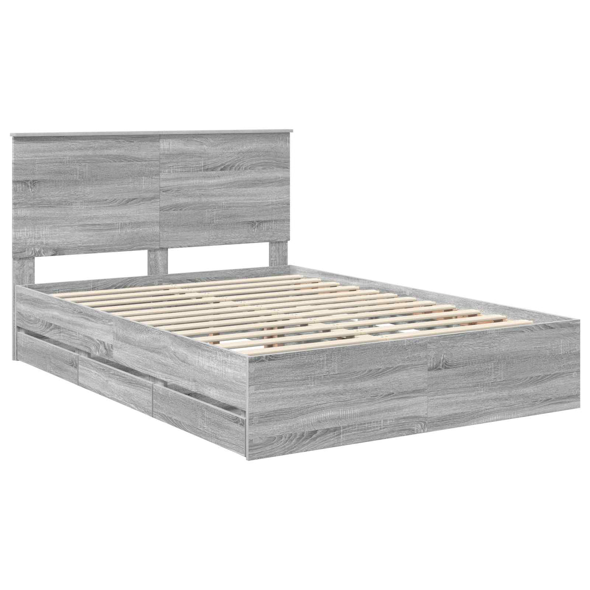 Bed Frame with Drawer Grey Sonoma 150 x 200 cm Engineer Wood