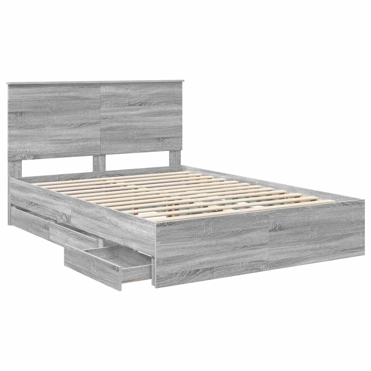 Bed Frame with Drawer Grey Sonoma 150 x 200 cm Engineer Wood