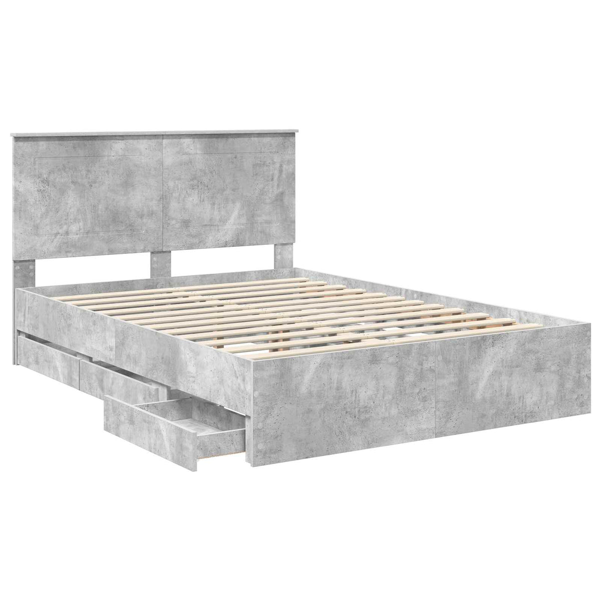 Bed Frame with Drawer Concrete Grey 140 x 190 cm Engineer Wood