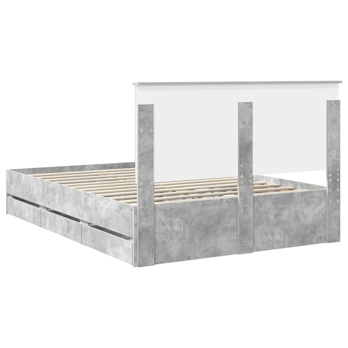 Bed Frame with Drawer Concrete Grey 140 x 190 cm Engineer Wood